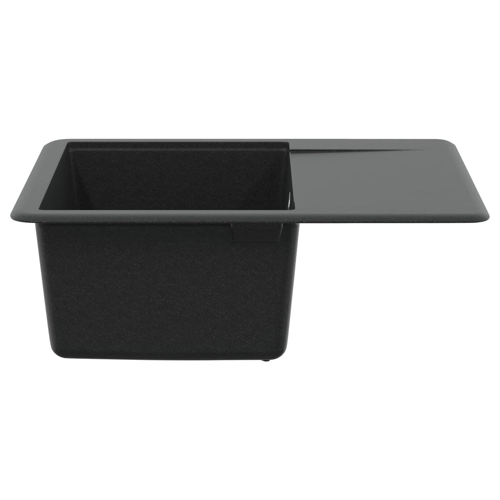 vidaXL Zlew Czarny 560 x 460 mm 80% Kwarc i 20% Żywica
