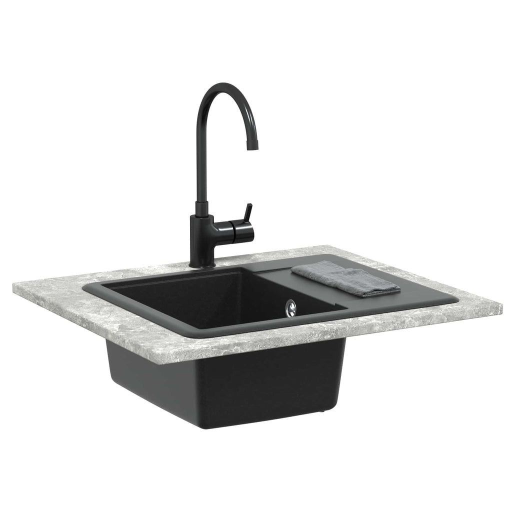 vidaXL Zlew Czarny 560 x 460 mm 80% Kwarc i 20% Żywica