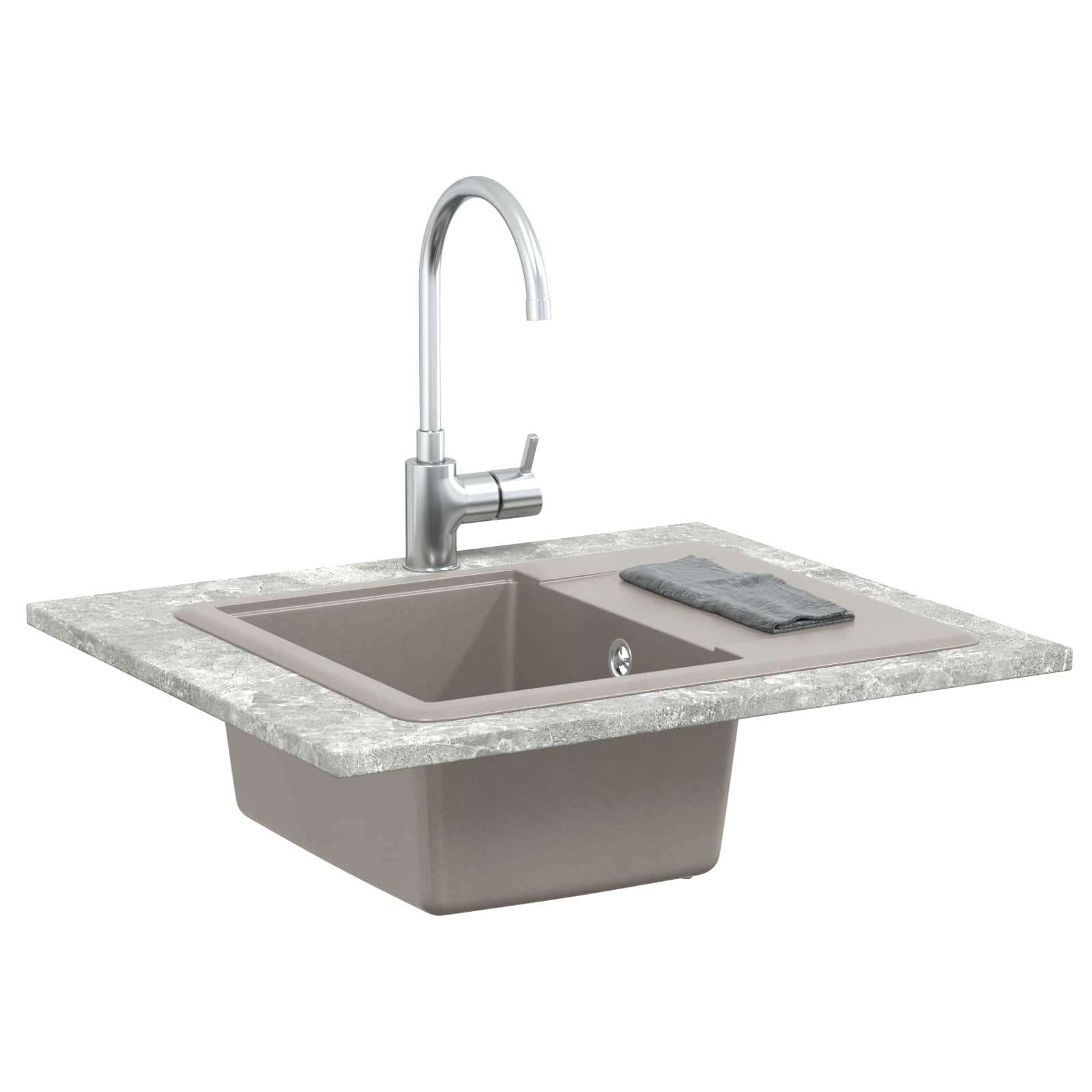 vidaXL Zlew Szary 560 x 460 mm 80% Kwarc i 20% Żywica