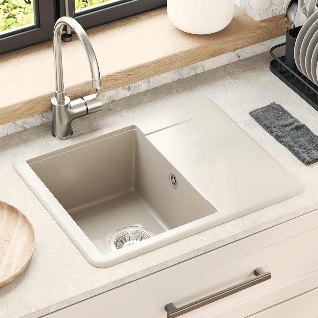 vidaXL Zlew Beżowy 560 x 460 mm 80% Kwarc i 20% Żywica