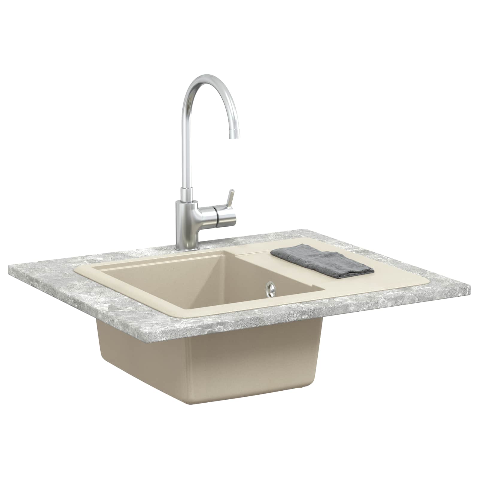 vidaXL Zlew Beżowy 560 x 460 mm 80% Kwarc i 20% Żywica