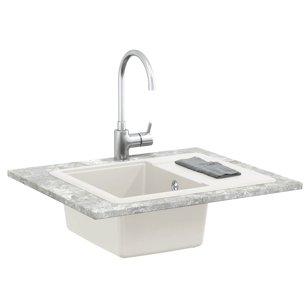 vidaXL Zlew Biały 560 x 460 mm 80% Kwarc i 20% Żywica