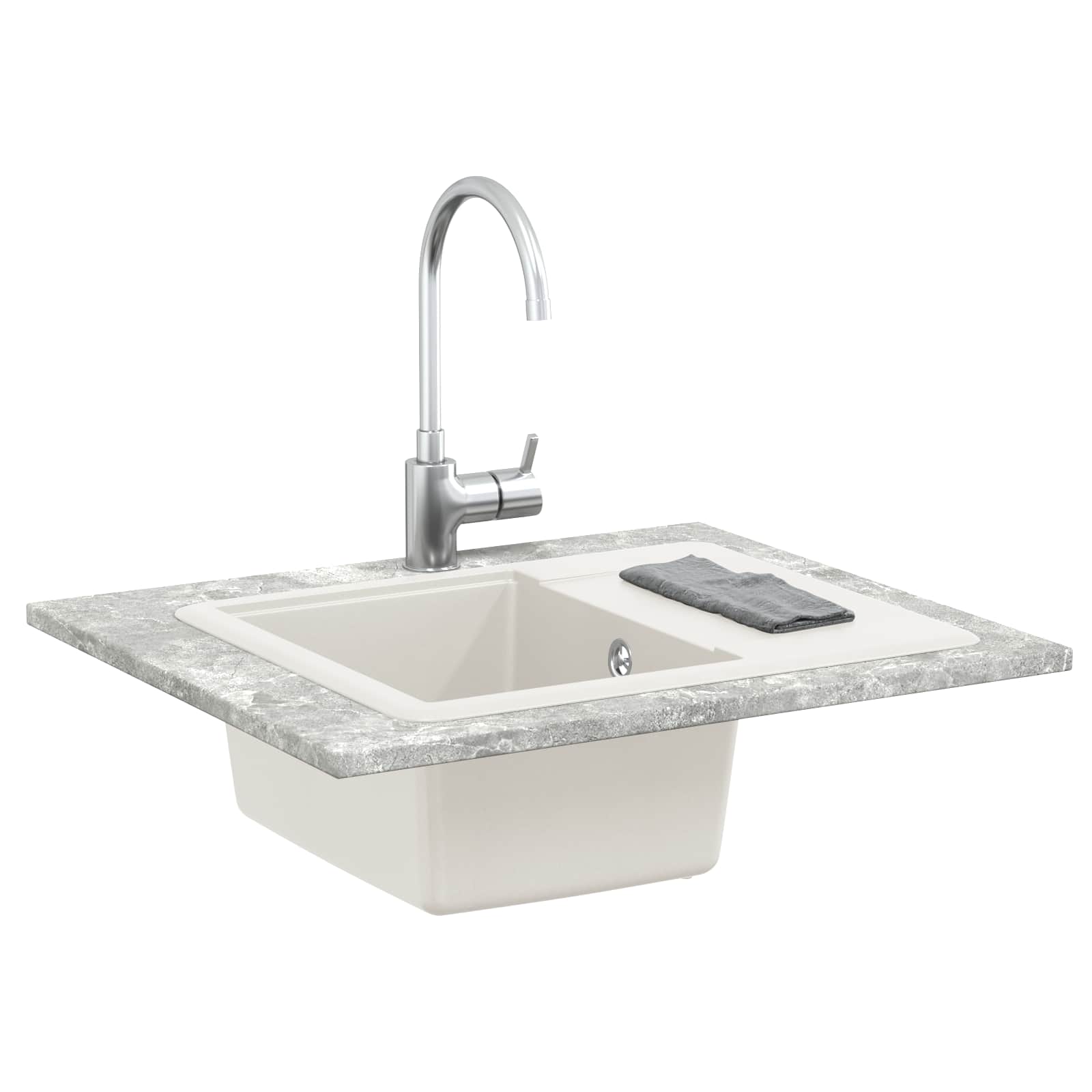 vidaXL Zlew Biały 560 x 460 mm 80% Kwarc i 20% Żywica