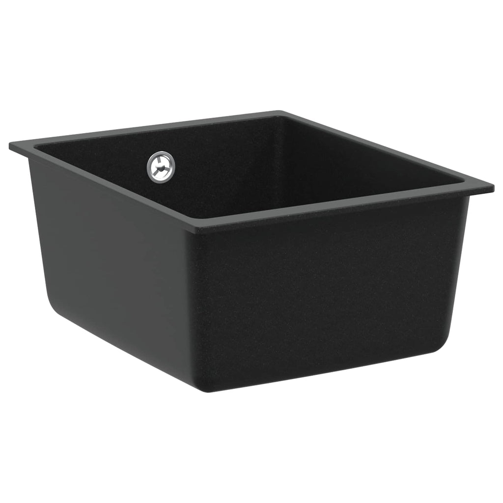 vidaXL Zlew Czarny 370 x 460 mm 80% Kwarc i 20% Żywica
