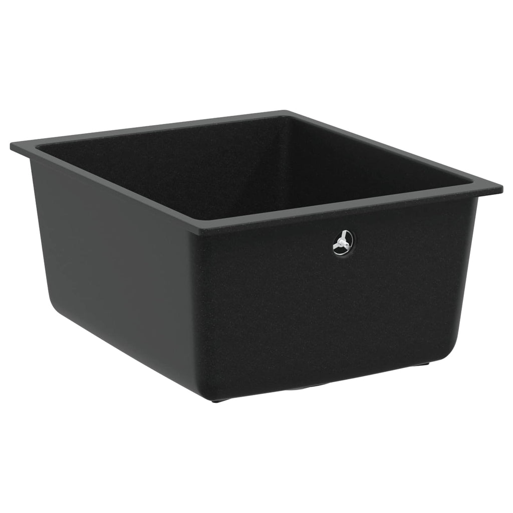 vidaXL Zlew Czarny 370 x 460 mm 80% Kwarc i 20% Żywica