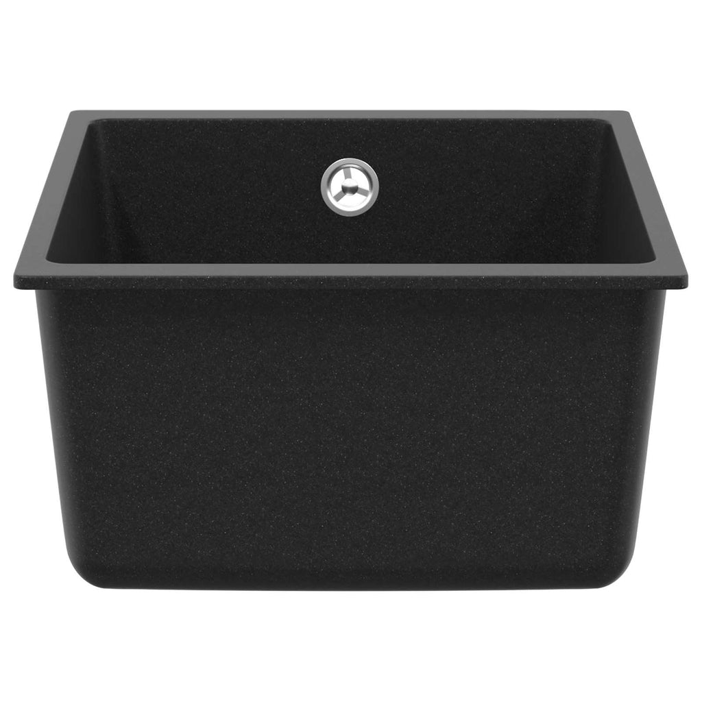 vidaXL Zlew Czarny 370 x 460 mm 80% Kwarc i 20% Żywica