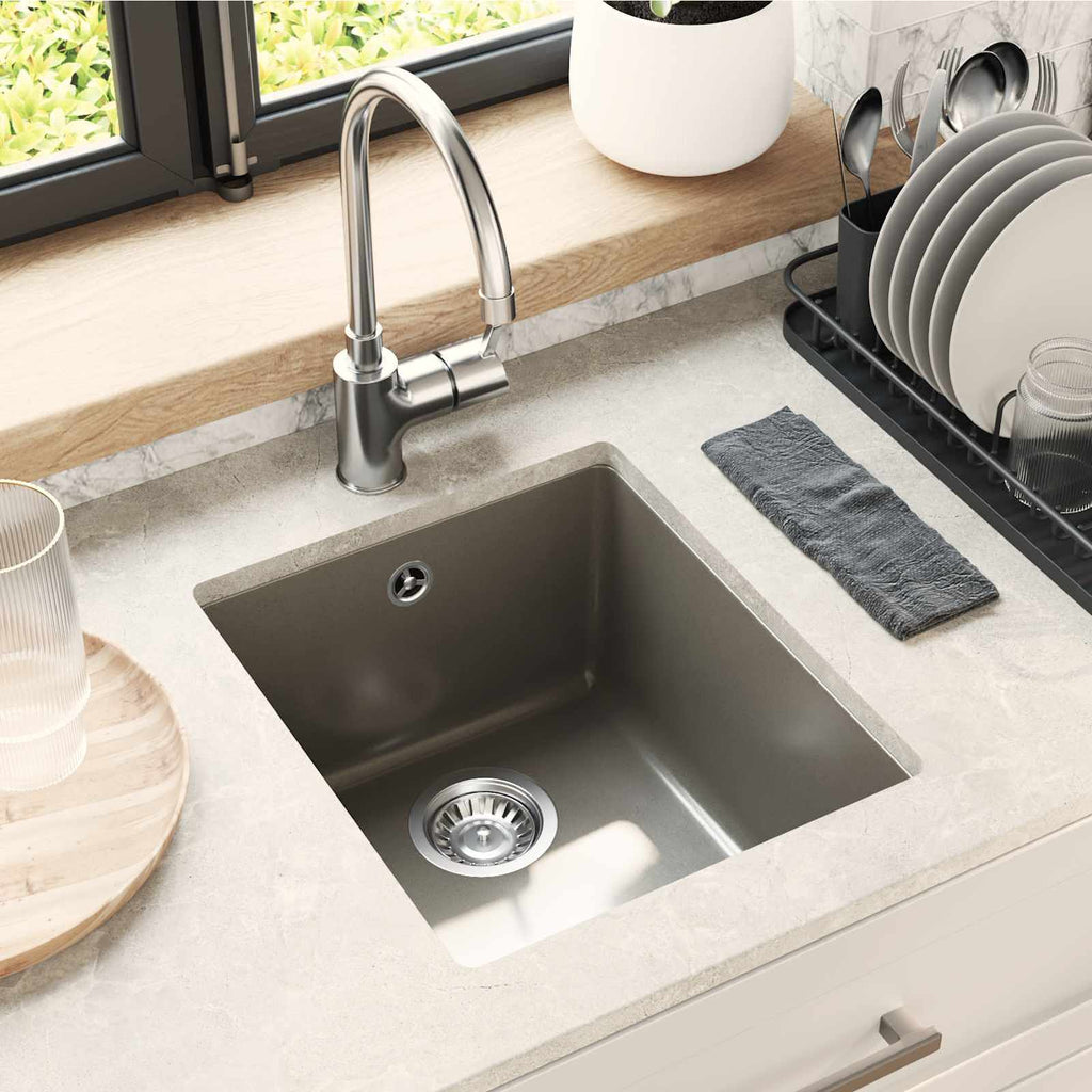 vidaXL Zlew Szary 370 x 460 mm 80% Kwarc i 20% Żywica