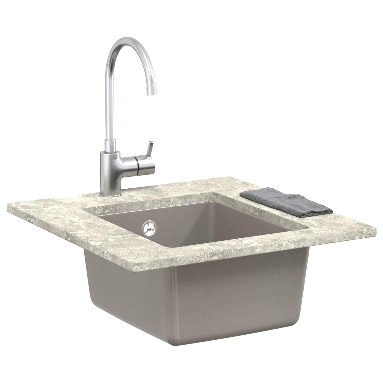 vidaXL Zlew Szary 370 x 460 mm 80% Kwarc i 20% Żywica