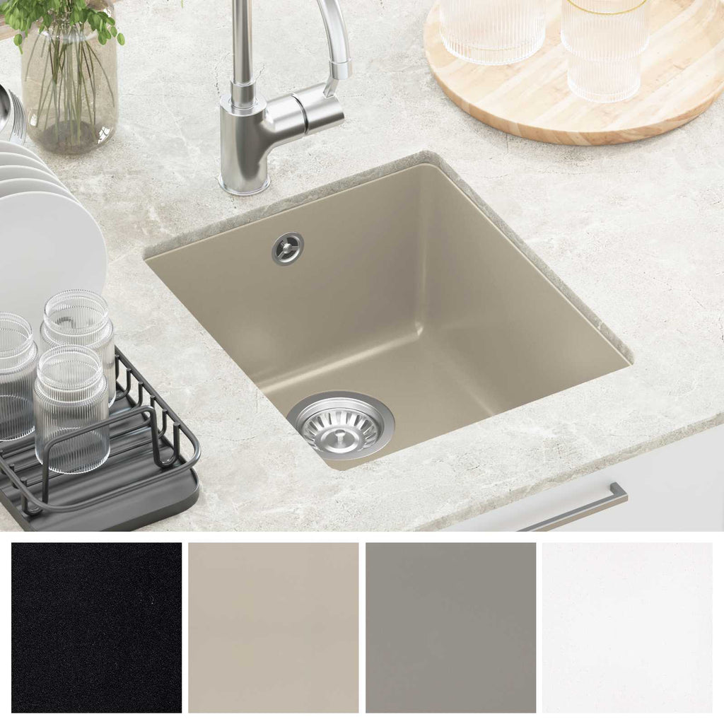 vidaXL Zlew Beżowy 370 x 460 mm 80% Kwarc i 20% Żywica