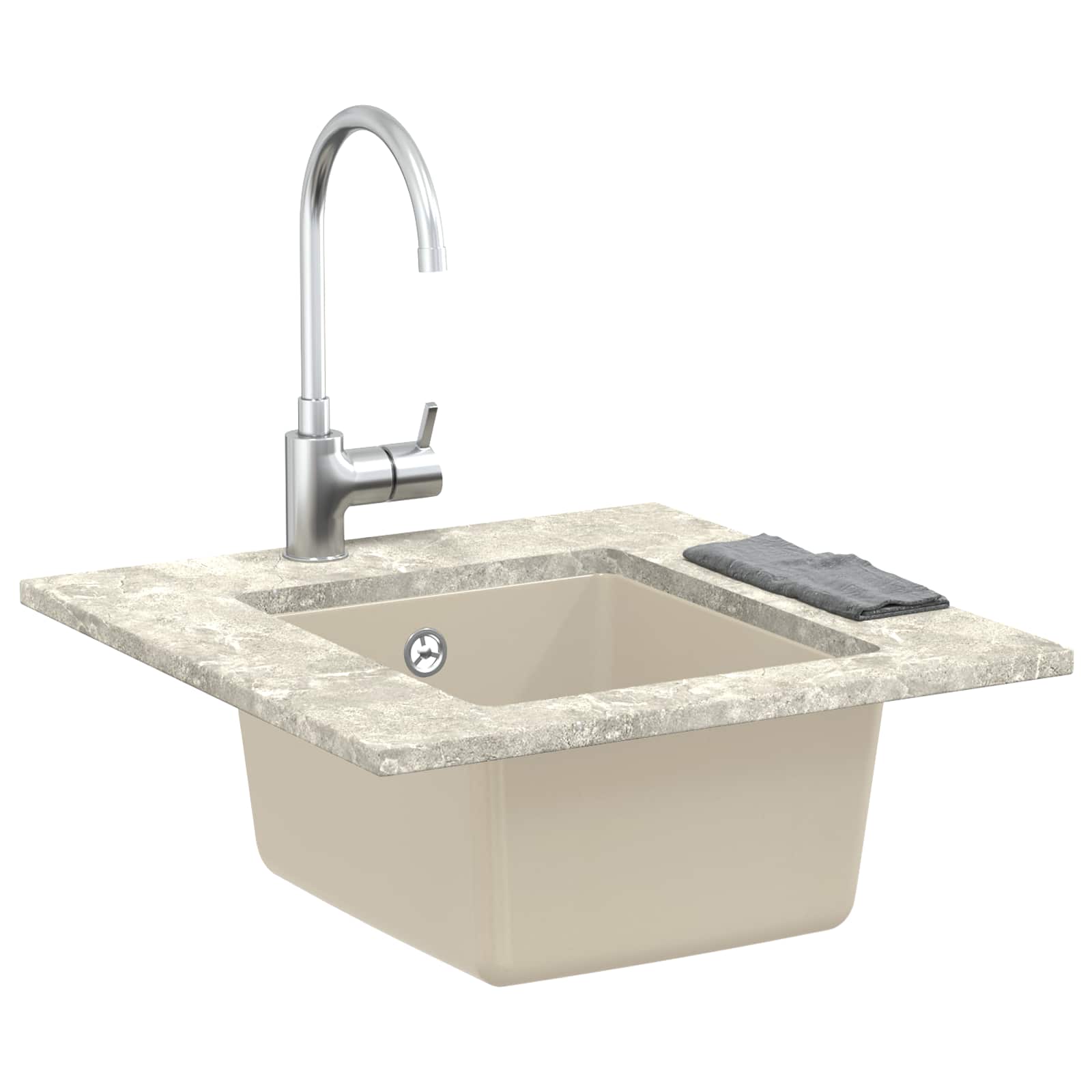 vidaXL Zlew Beżowy 370 x 460 mm 80% Kwarc i 20% Żywica
