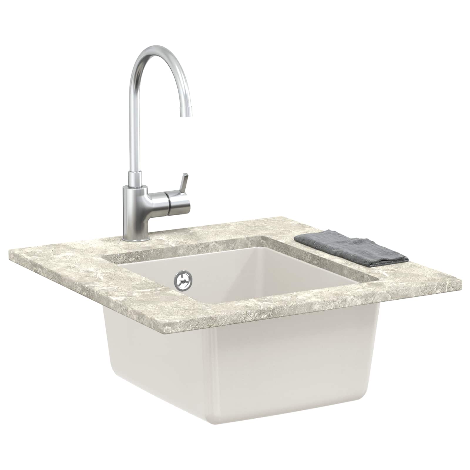 vidaXL Zlew Biały 370 x 460 mm 80% Kwarc i 20% Żywica