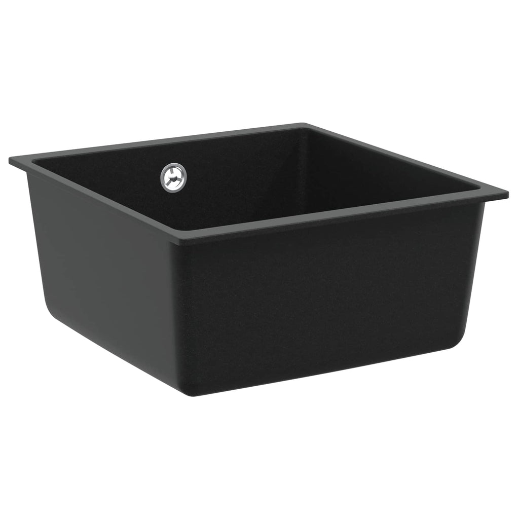 vidaXL Zlew Czarny 430 x 460 mm 80% Kwarc i 20% Żywica