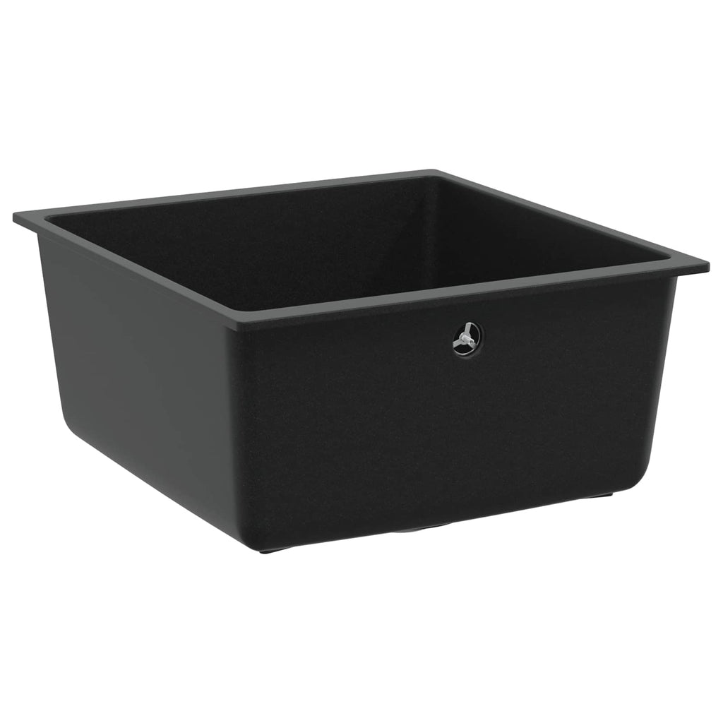vidaXL Zlew Czarny 430 x 460 mm 80% Kwarc i 20% Żywica