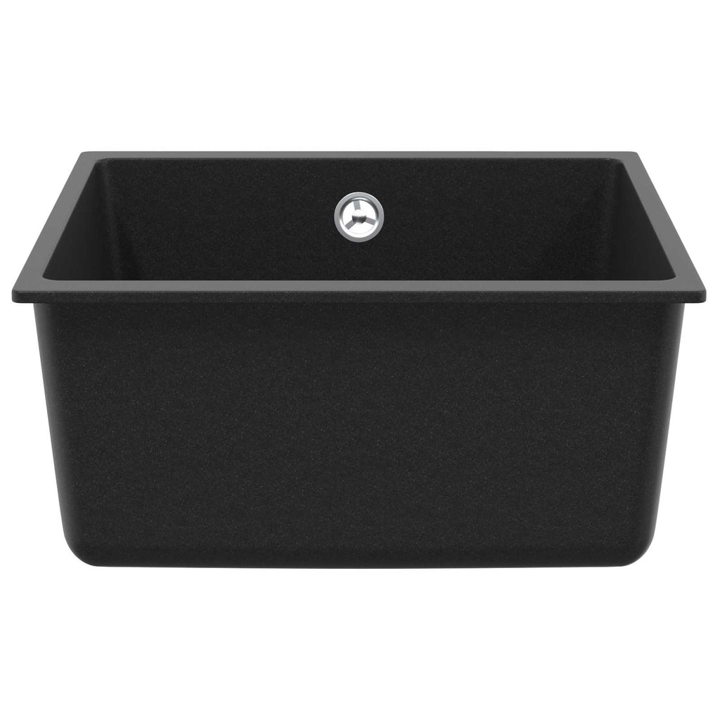 vidaXL Zlew Czarny 430 x 460 mm 80% Kwarc i 20% Żywica