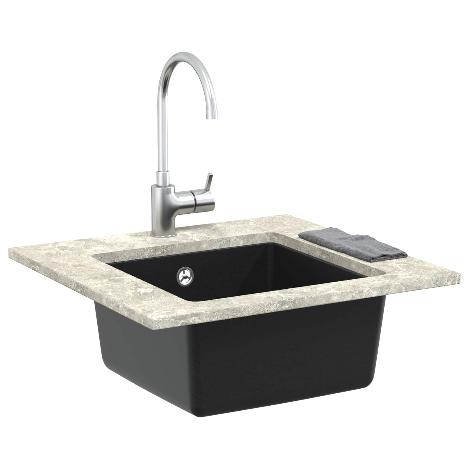 vidaXL Zlew Czarny 430 x 460 mm 80% Kwarc i 20% Żywica