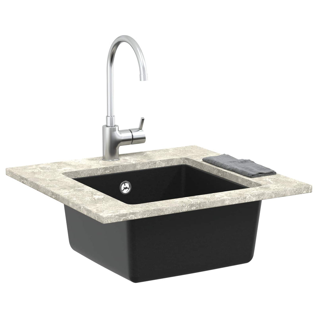 vidaXL Zlew Czarny 430 x 460 mm 80% Kwarc i 20% Żywica
