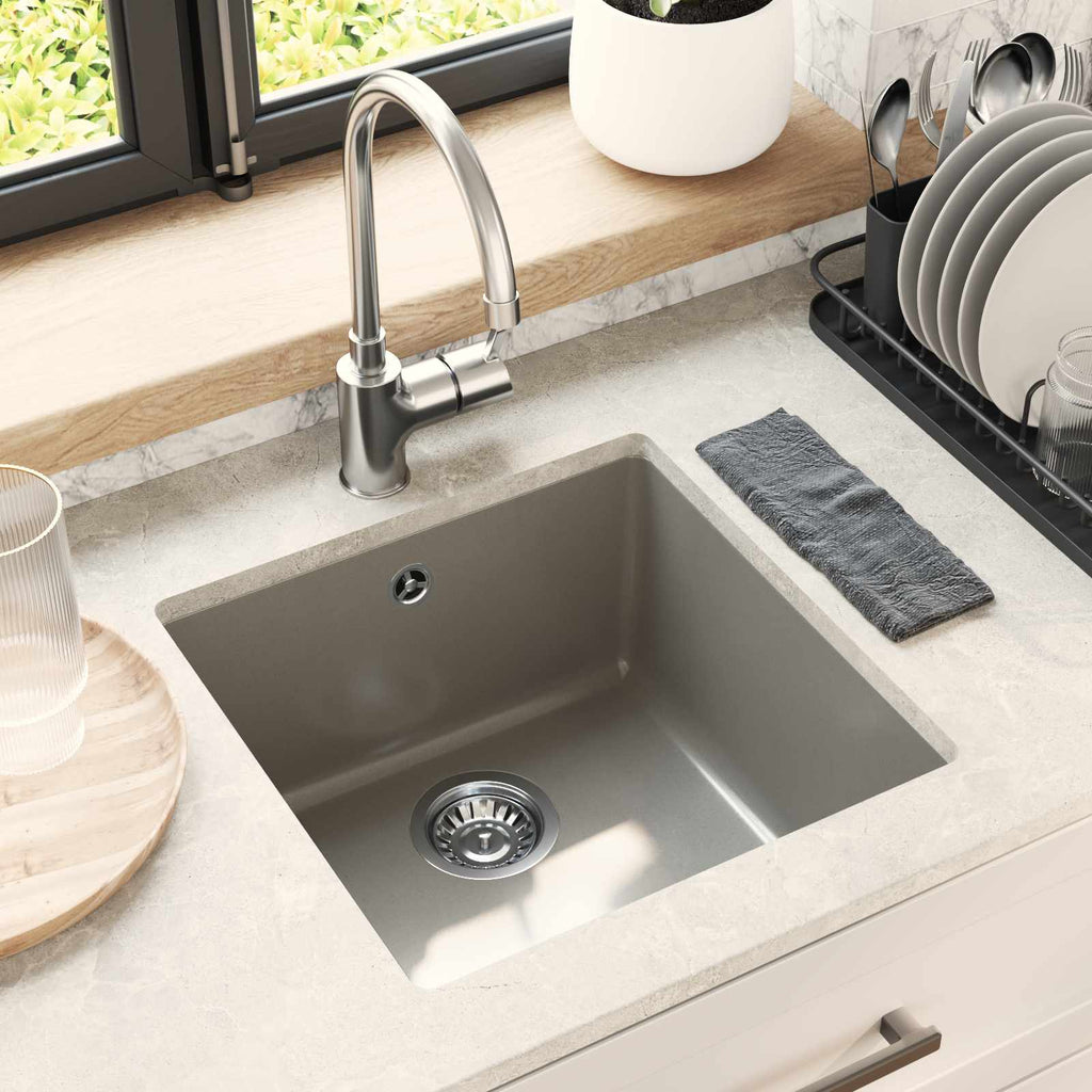 vidaXL Zlew Szary 430 x 460 mm 80% Kwarc i 20% Żywica