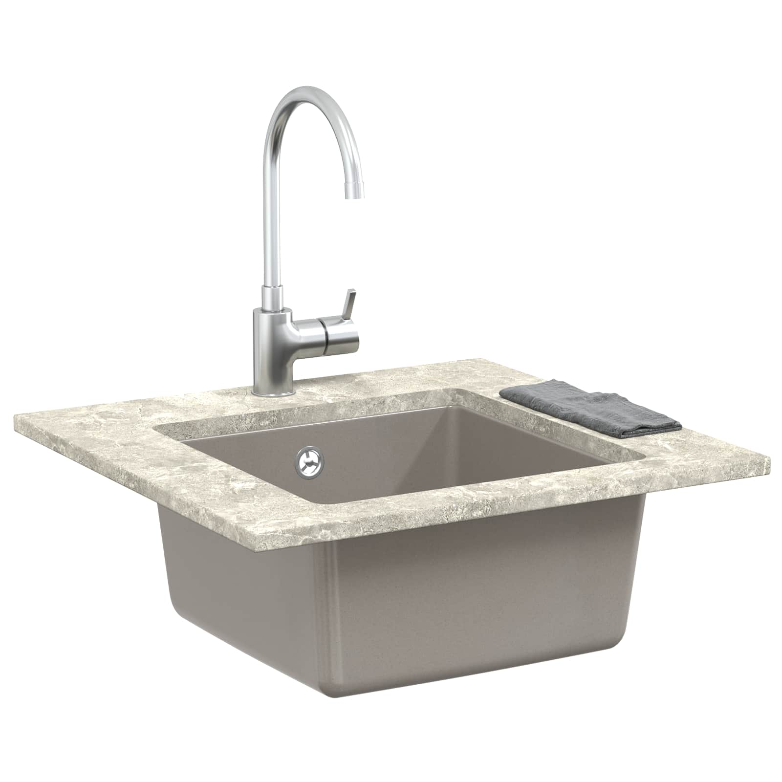 vidaXL Zlew Szary 430 x 460 mm 80% Kwarc i 20% Żywica