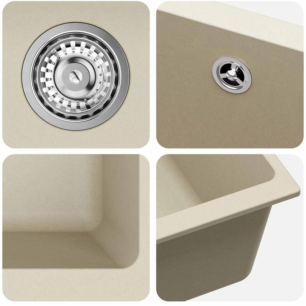 vidaXL Zlew Beżowy 430 x 460 mm 80% Kwarc i 20% Żywica