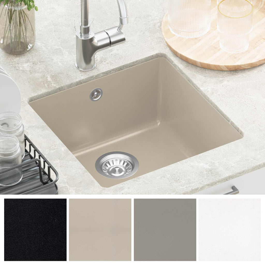 vidaXL Zlew Beżowy 430 x 460 mm 80% Kwarc i 20% Żywica