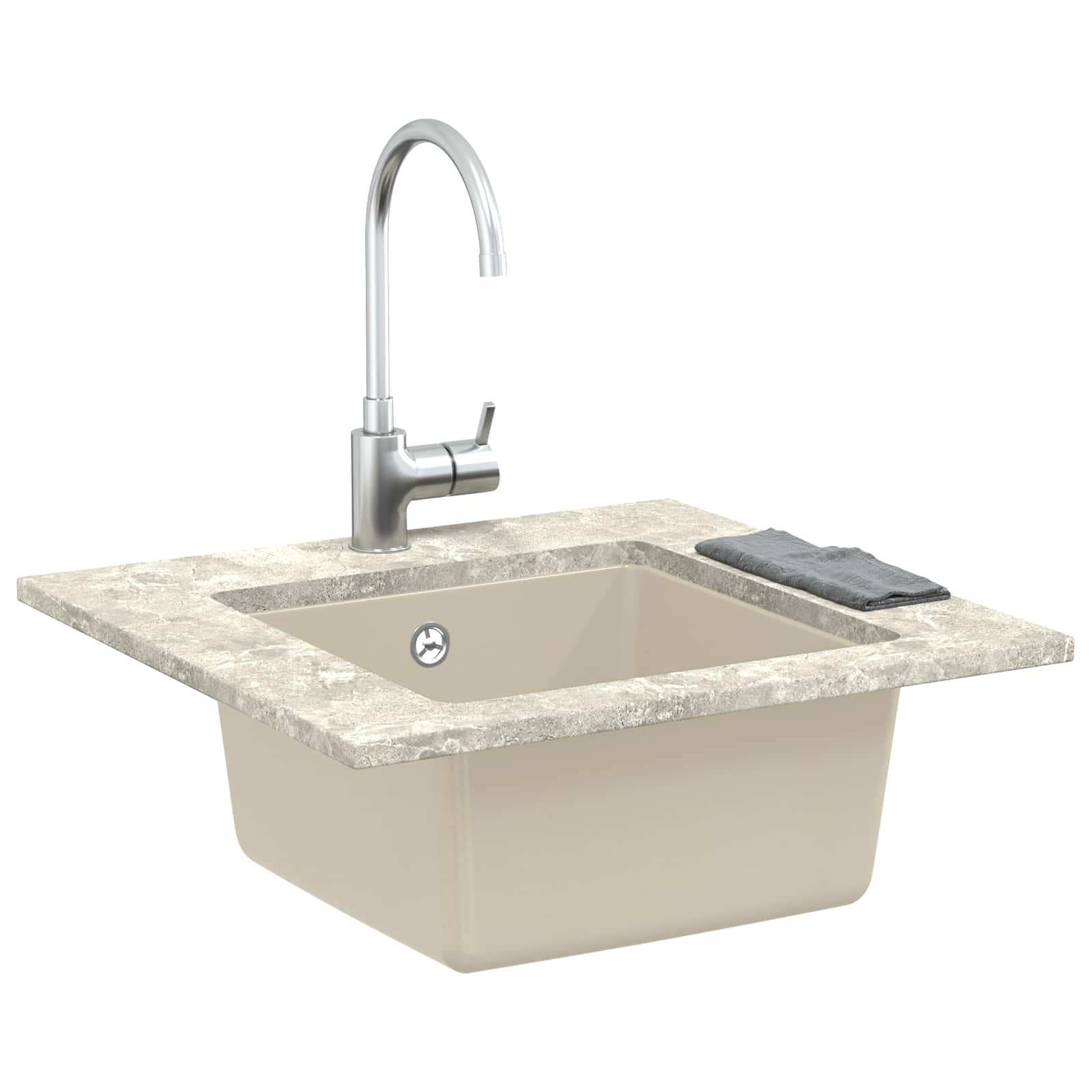 vidaXL Zlew Beżowy 430 x 460 mm 80% Kwarc i 20% Żywica