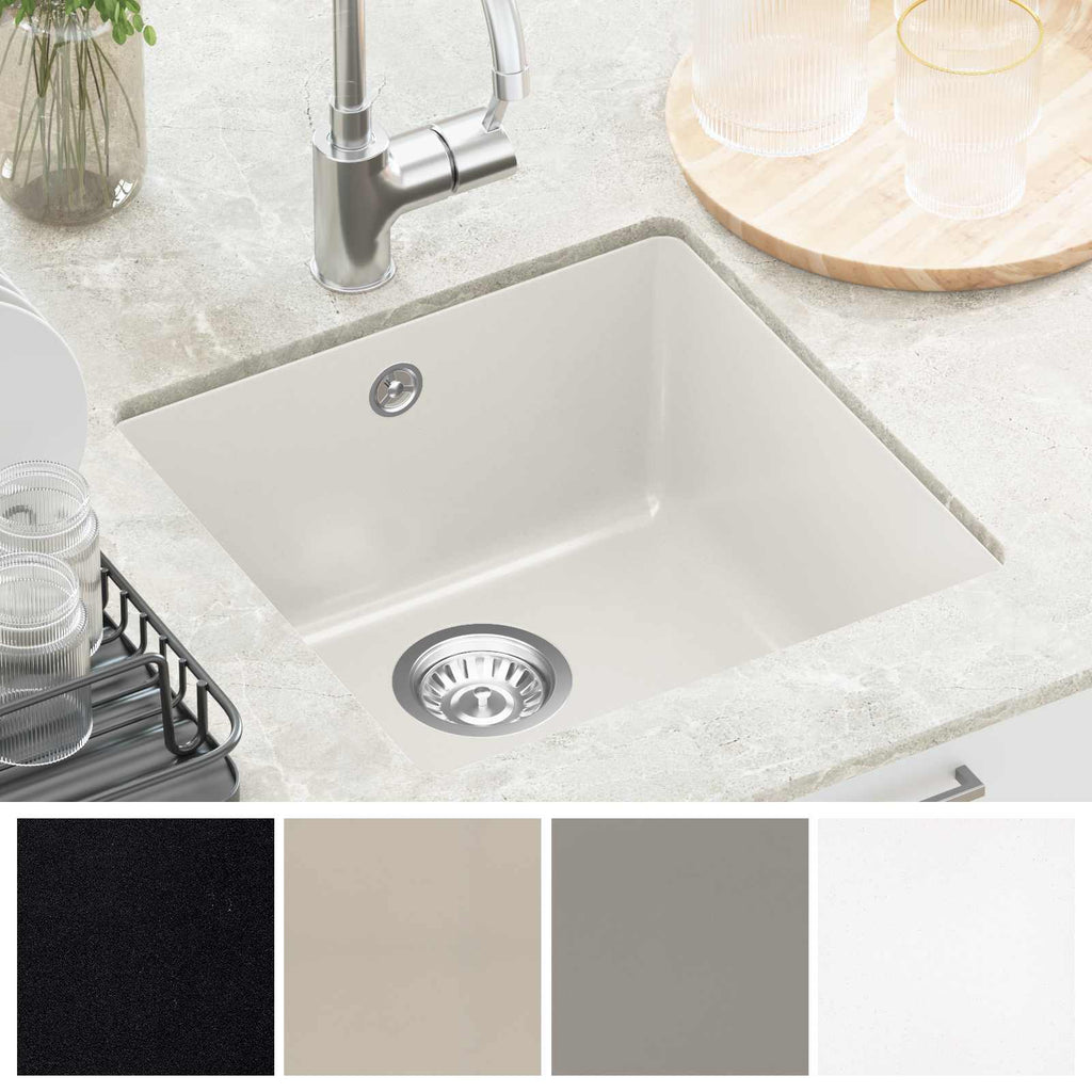 vidaXL Zlew Biały 430 x 460 mm 80% Kwarc i 20% Żywica