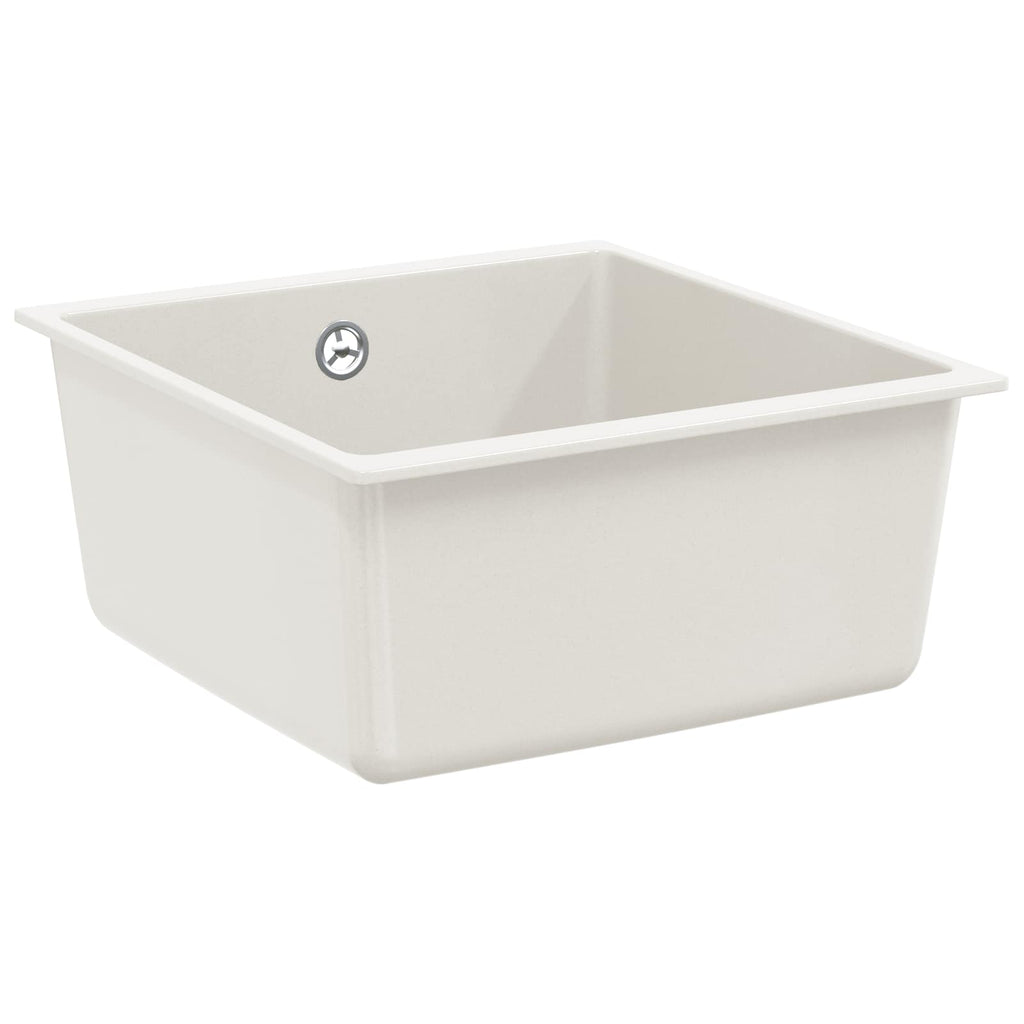 vidaXL Zlew Biały 430 x 460 mm 80% Kwarc i 20% Żywica
