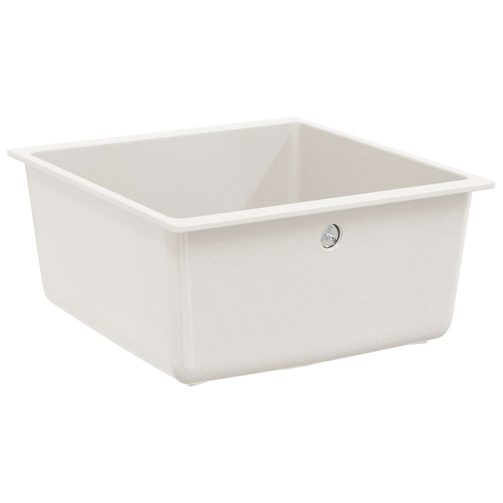 vidaXL Zlew Biały 430 x 460 mm 80% Kwarc i 20% Żywica