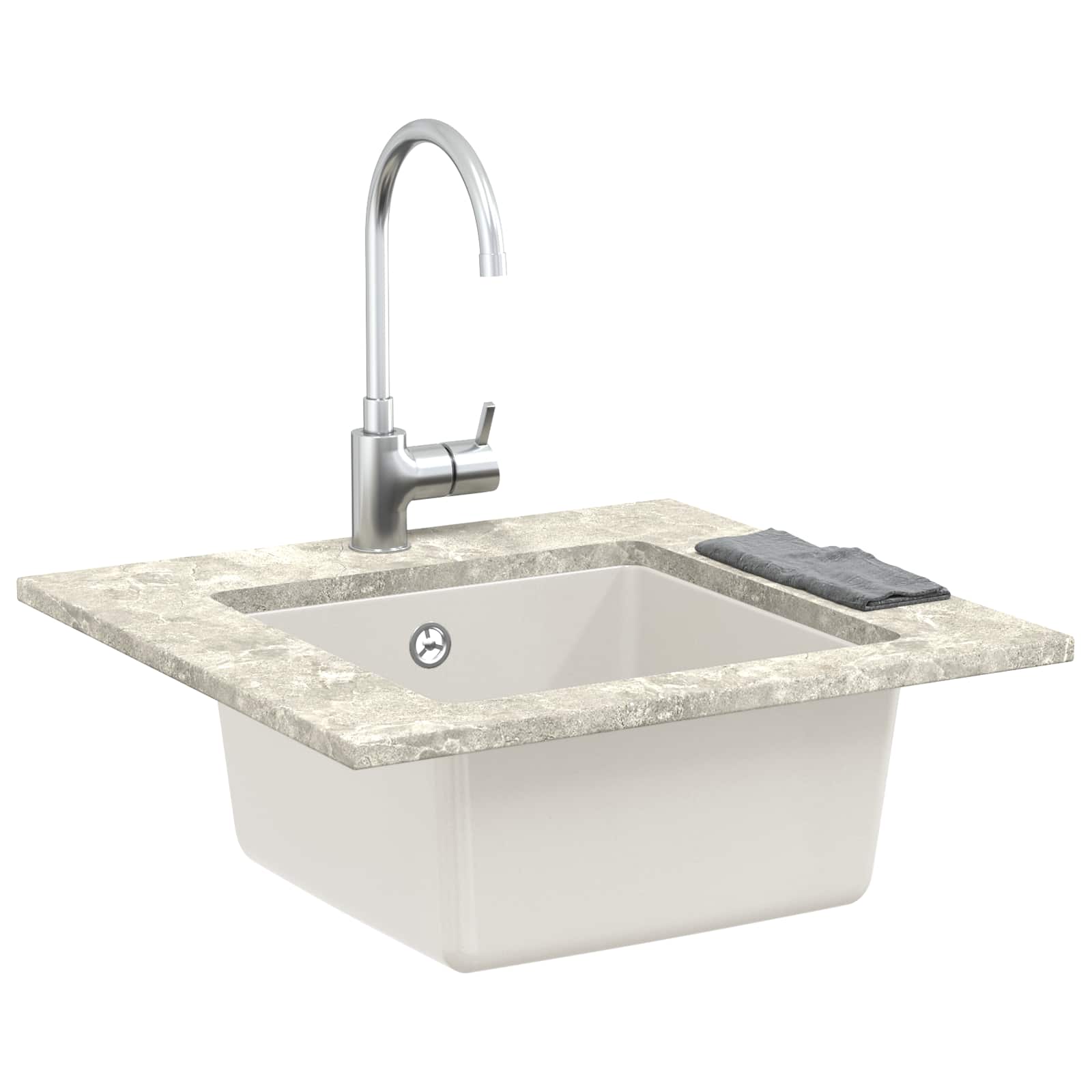 vidaXL Zlew Biały 430 x 460 mm 80% Kwarc i 20% Żywica