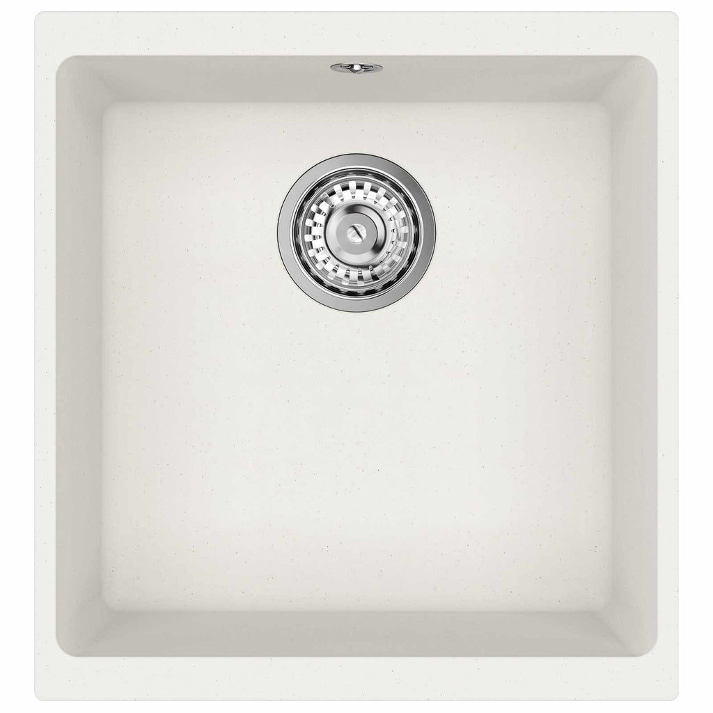 vidaXL Zlew Biały 430 x 460 mm 80% Kwarc i 20% Żywica