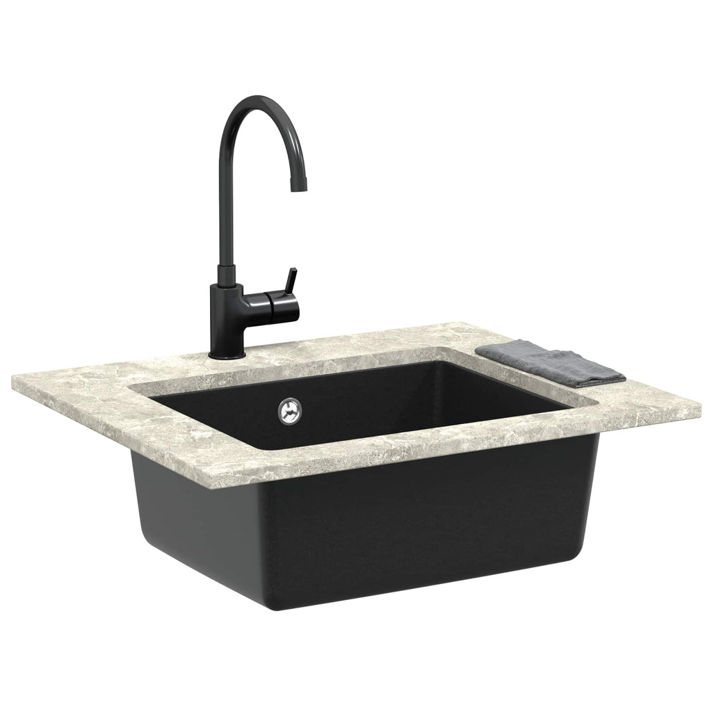 vidaXL Zlew Czarny 530 x 460 mm 80% Kwarc i 20% Żywica