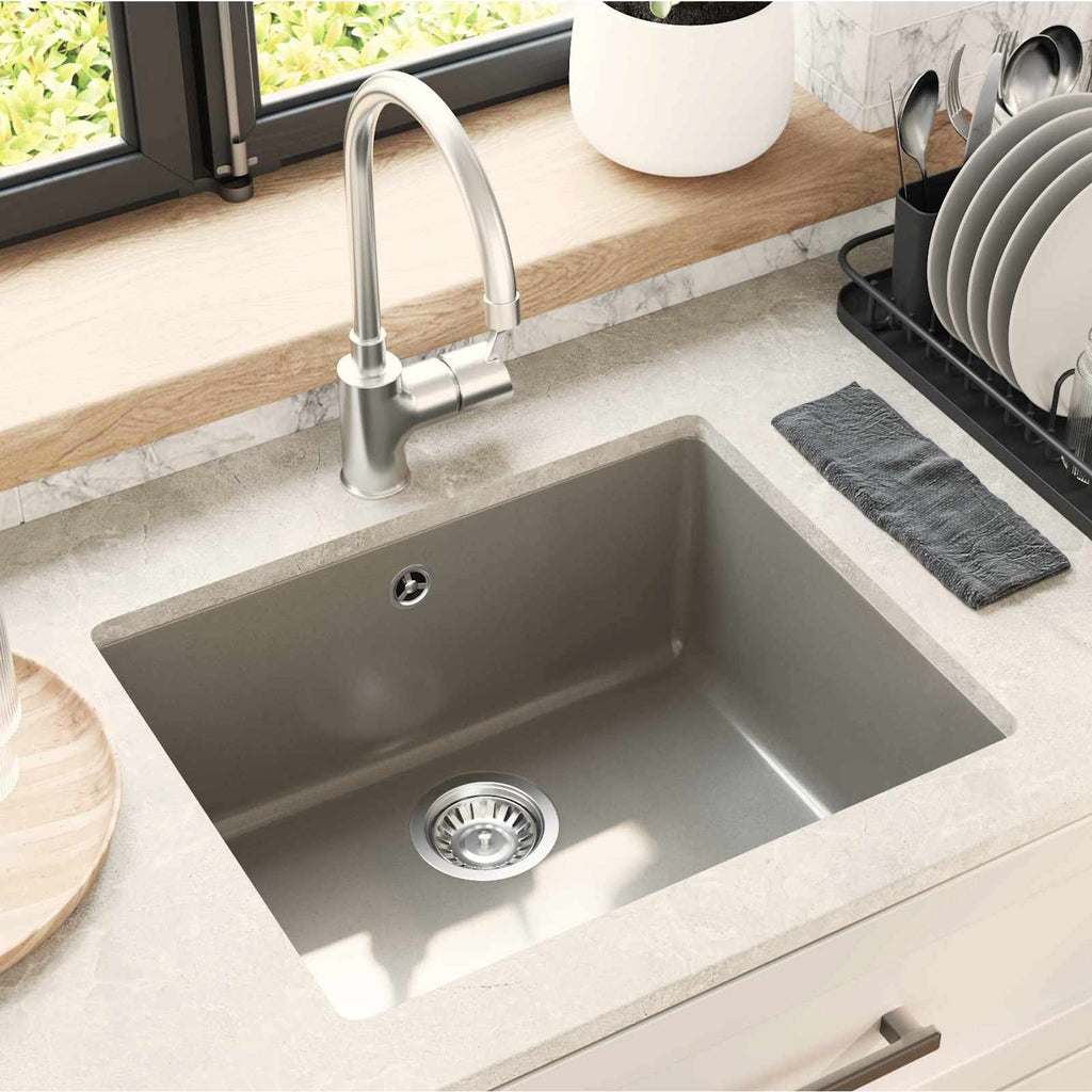 vidaXL Zlew Szary 530 x 460 mm 80% Kwarc i 20% Żywica