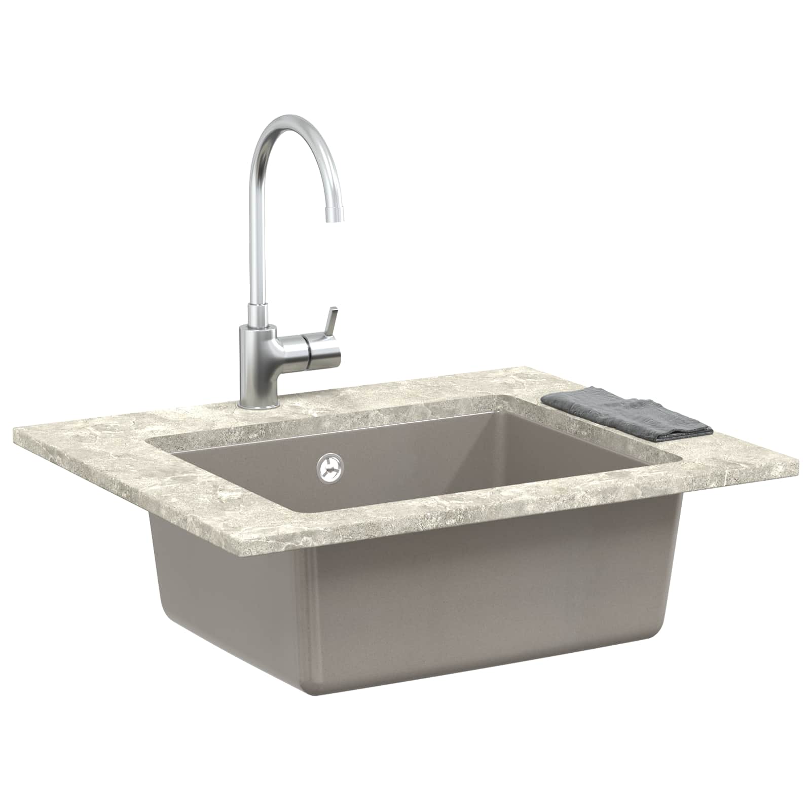 vidaXL Zlew Szary 530 x 460 mm 80% Kwarc i 20% Żywica