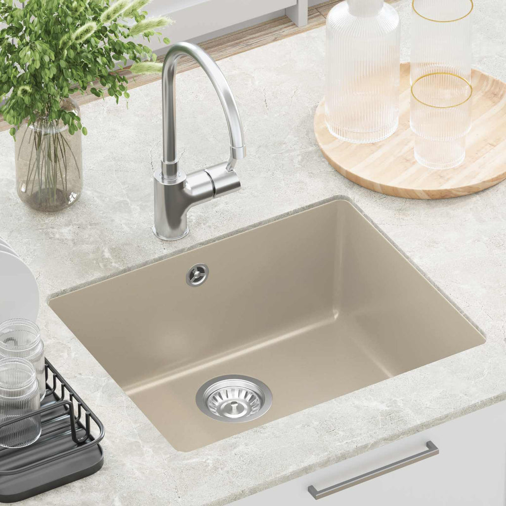 vidaXL Zlew Beżowy 530 x 460 mm 80% Kwarc i 20% Żywica