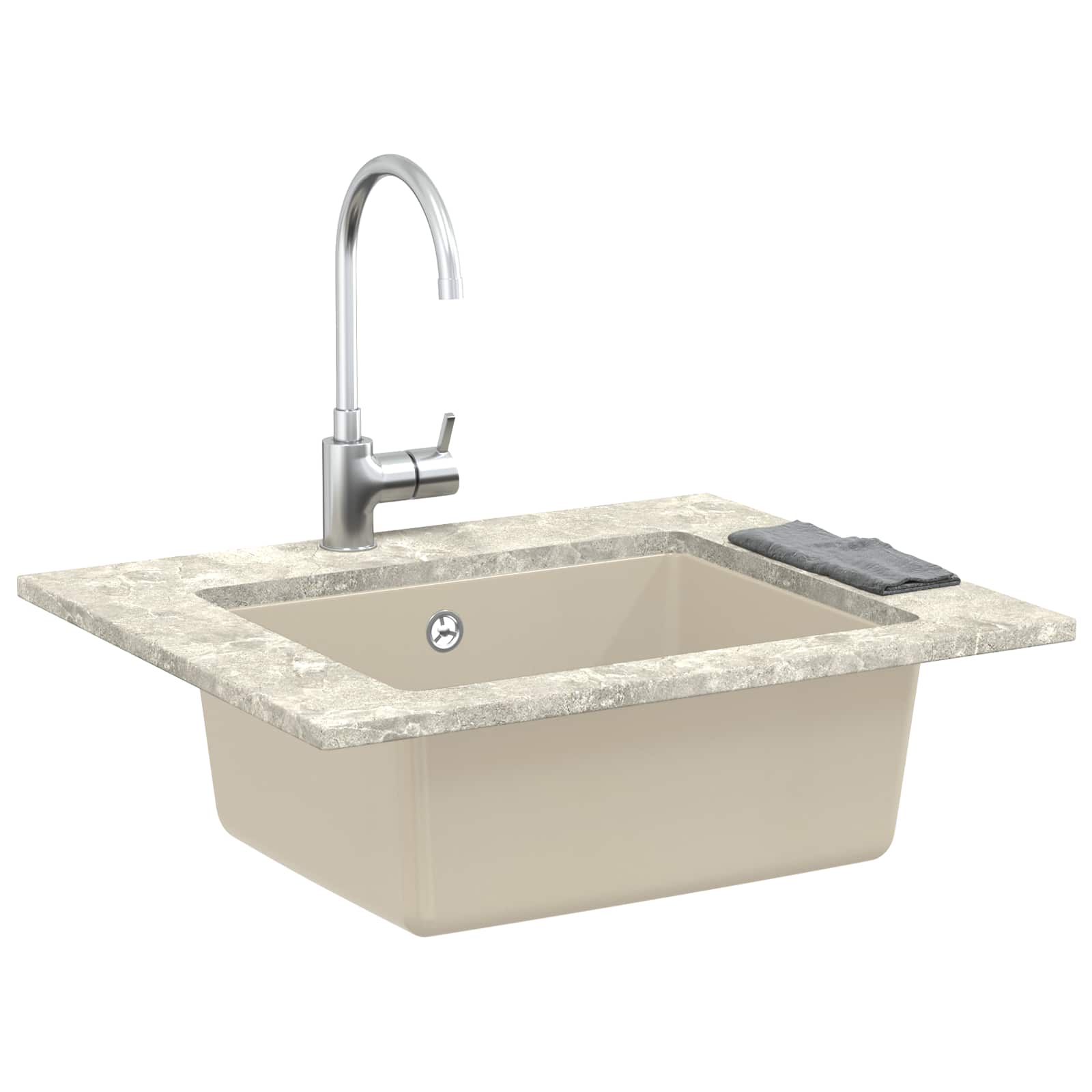 vidaXL Zlew Beżowy 530 x 460 mm 80% Kwarc i 20% Żywica