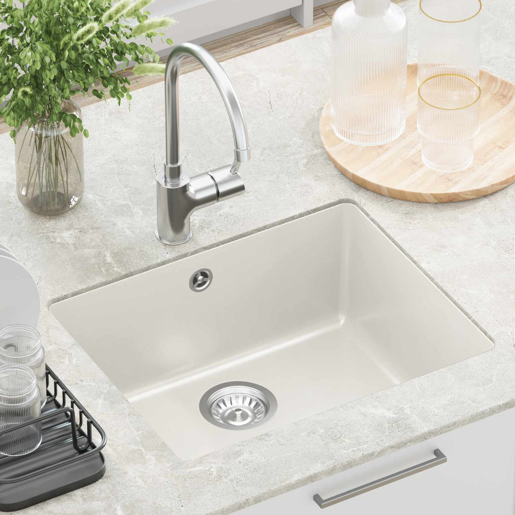 vidaXL Zlew Biały 530 x 460 mm 80% Kwarc i 20% Żywica