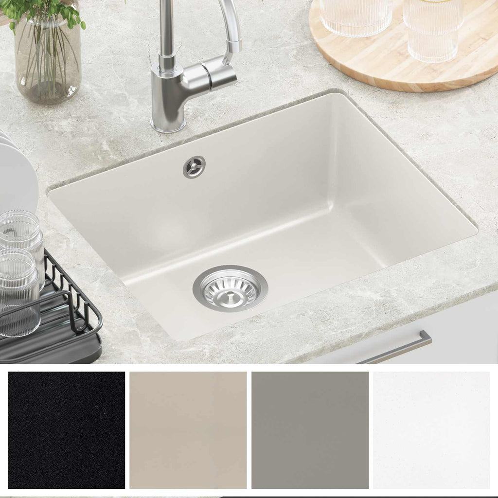 vidaXL Zlew Biały 530 x 460 mm 80% Kwarc i 20% Żywica