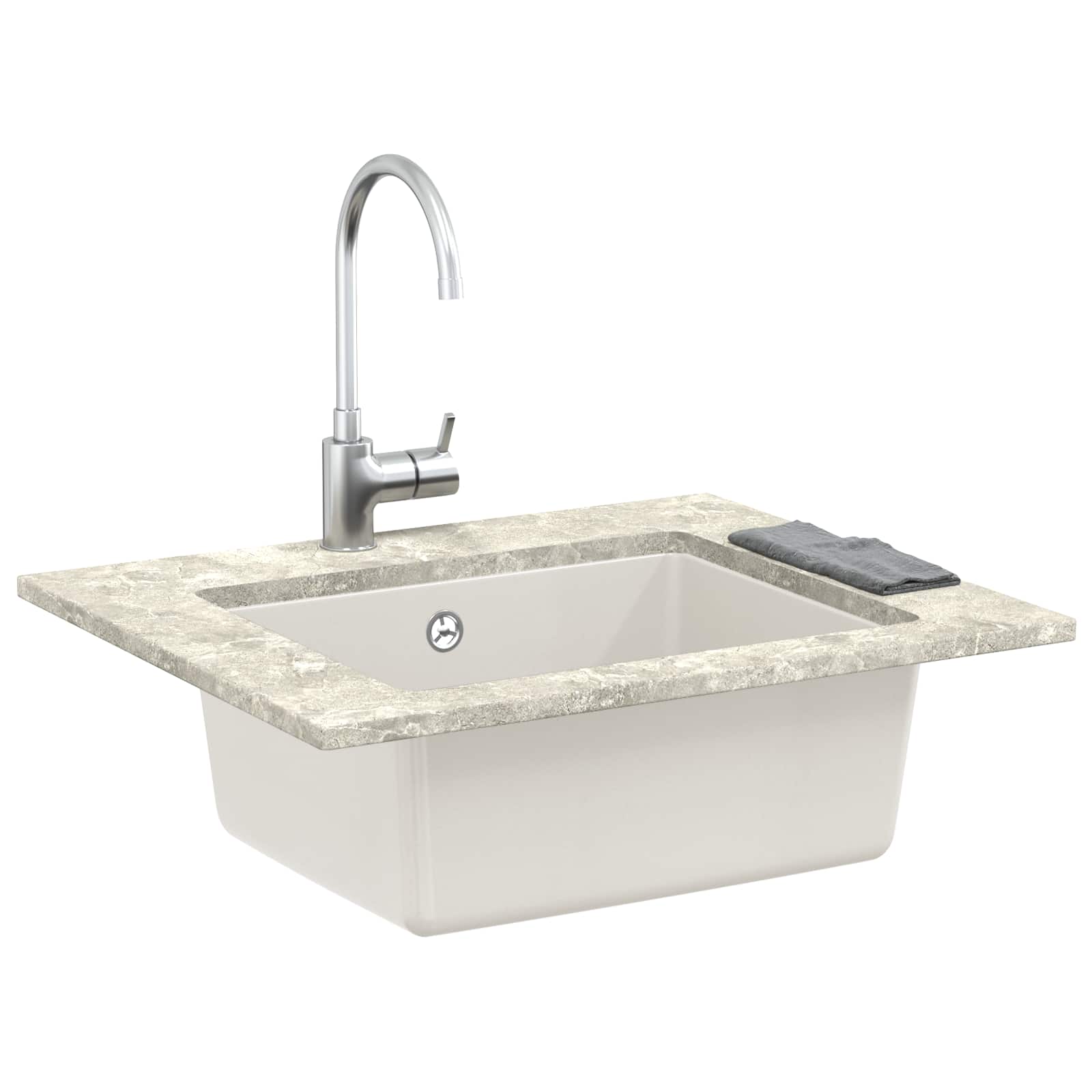 vidaXL Zlew Biały 530 x 460 mm 80% Kwarc i 20% Żywica