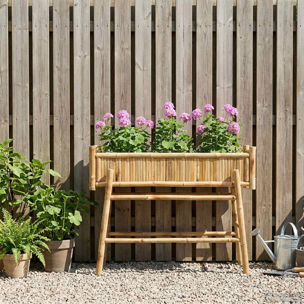 vidaXL Doniczka ogrodowa z uchwytem Naturalny 100 x 38 x 74 cm Bambus