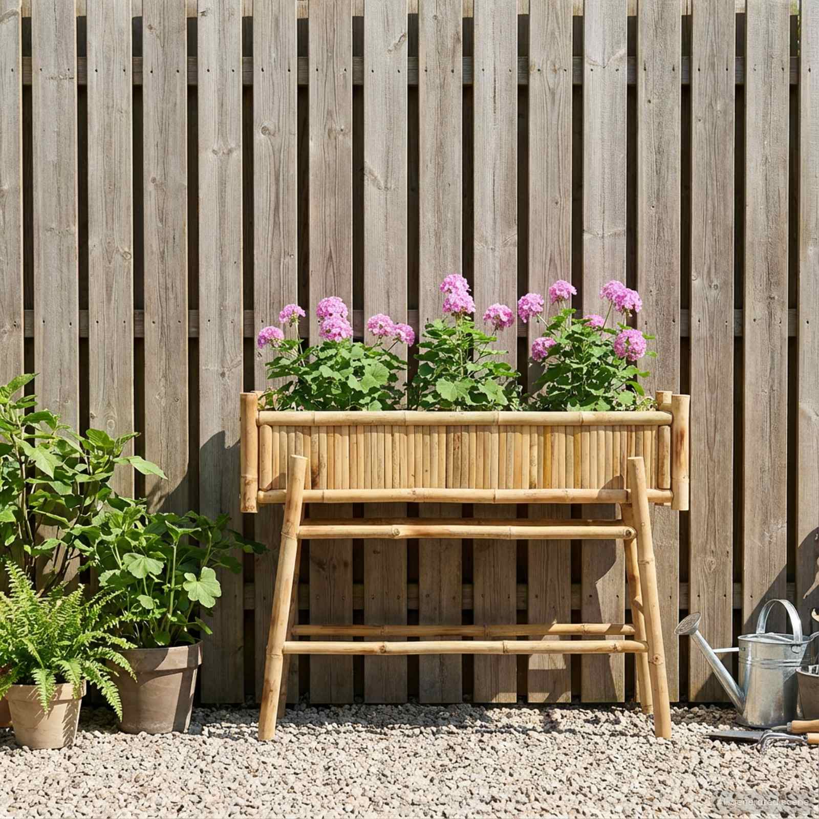 vidaXL Doniczka ogrodowa z uchwytem Naturalny 100 x 38 x 74 cm Bambus