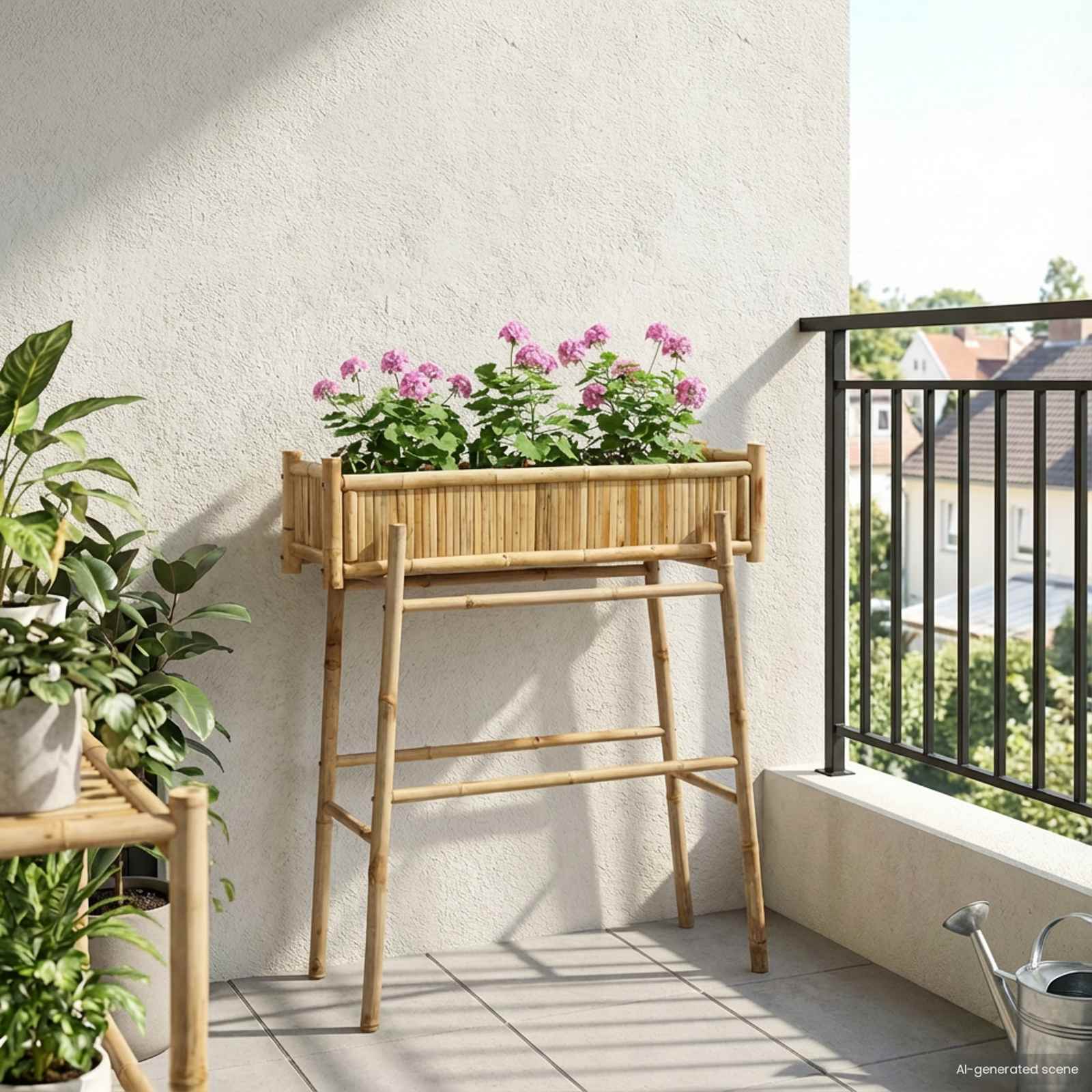 vidaXL Doniczka ogrodowa z uchwytem Naturalny 100 x 38 x 114 cm Bambus