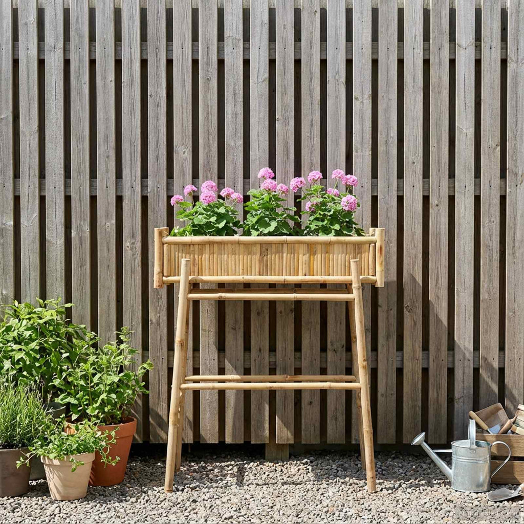 vidaXL Doniczka ogrodowa z uchwytem Naturalny 100 x 38 x 114 cm Bambus