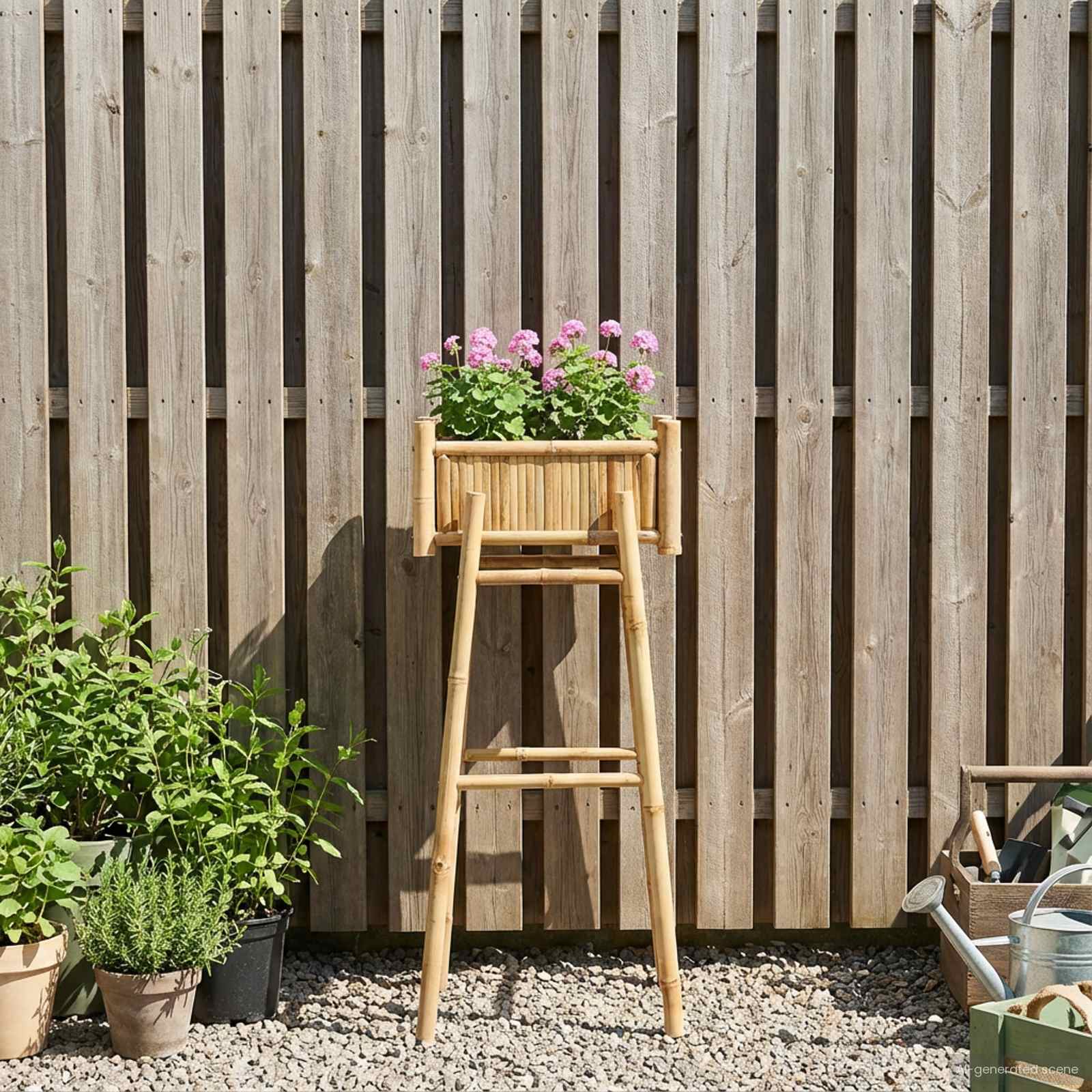 vidaXL Doniczka ogrodowa z uchwytem Naturalny 50 x 38 x 114 cm Bambus