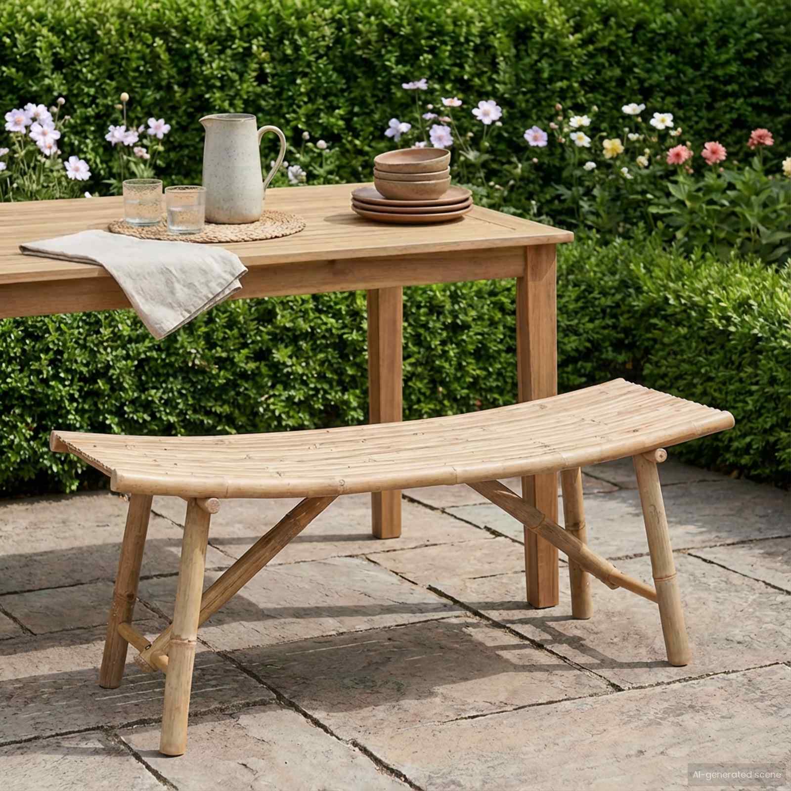 vidaXL Ławka ogrodowa Naturalny 110 x 45 x 50 cm Bambus