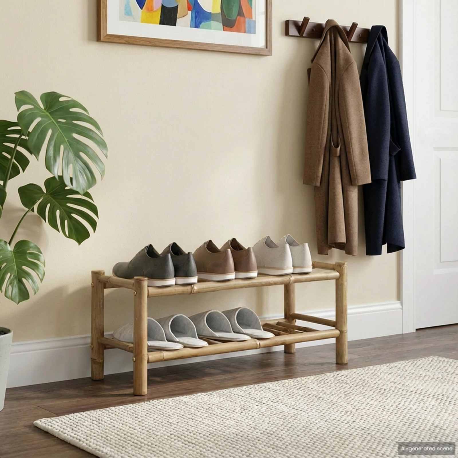 vidaXL Stojak na buty z półką Naturalny 68 x 28 x 30 cm Bambus