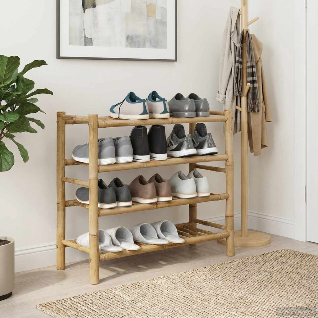 vidaXL Stojak na buty z półką Naturalny 68 x 28 x 63 cm Bambus