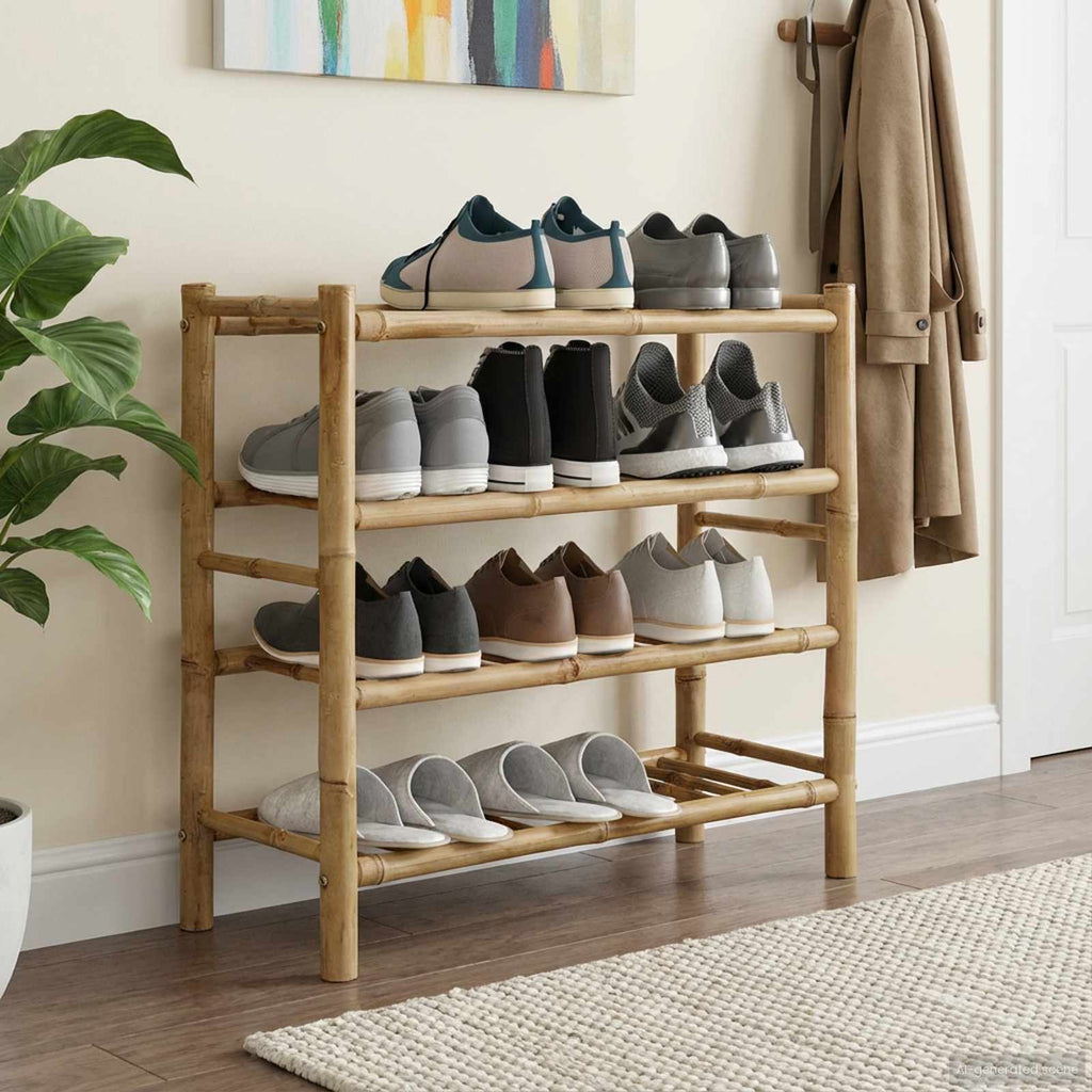 vidaXL Stojak na buty z półką Naturalny 68 x 28 x 63 cm Bambus