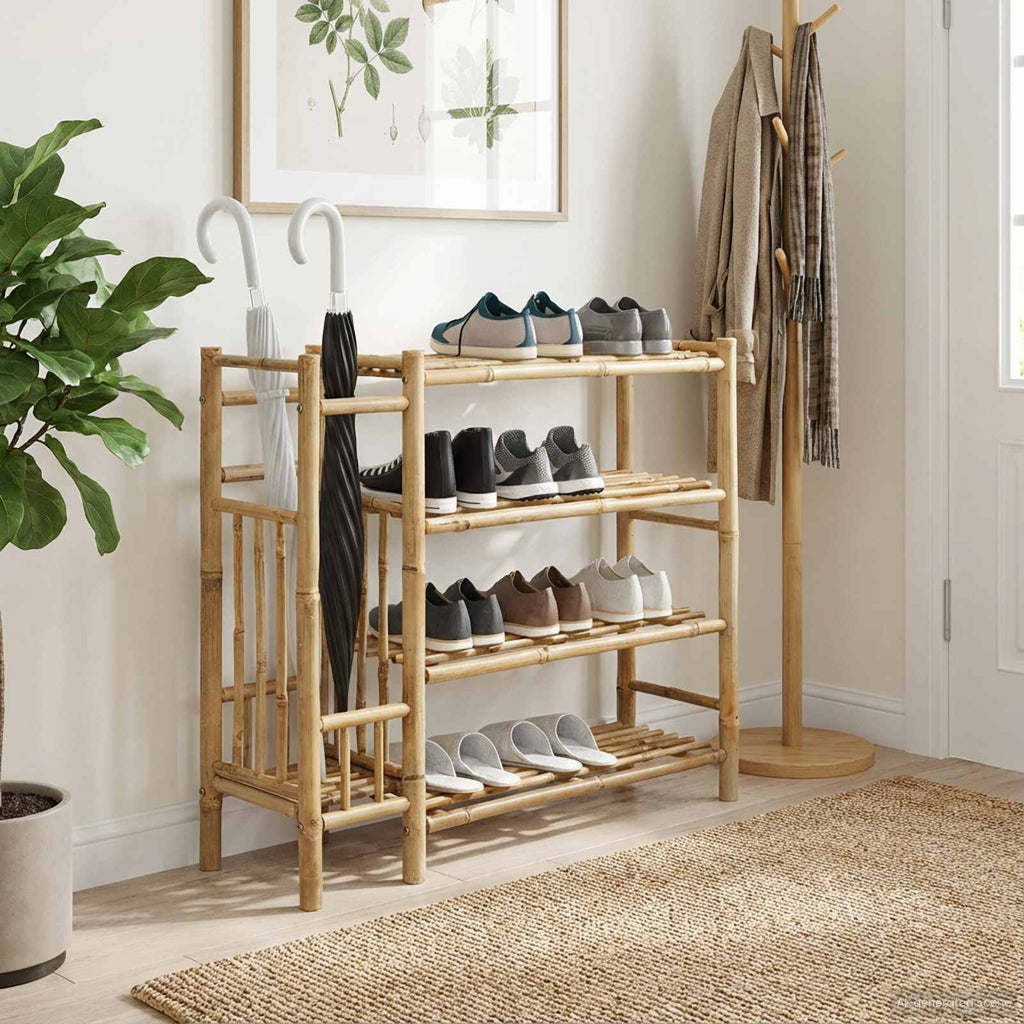 vidaXL Stojak na buty z półką Naturalny 88 x 27 x 80 cm Bambus