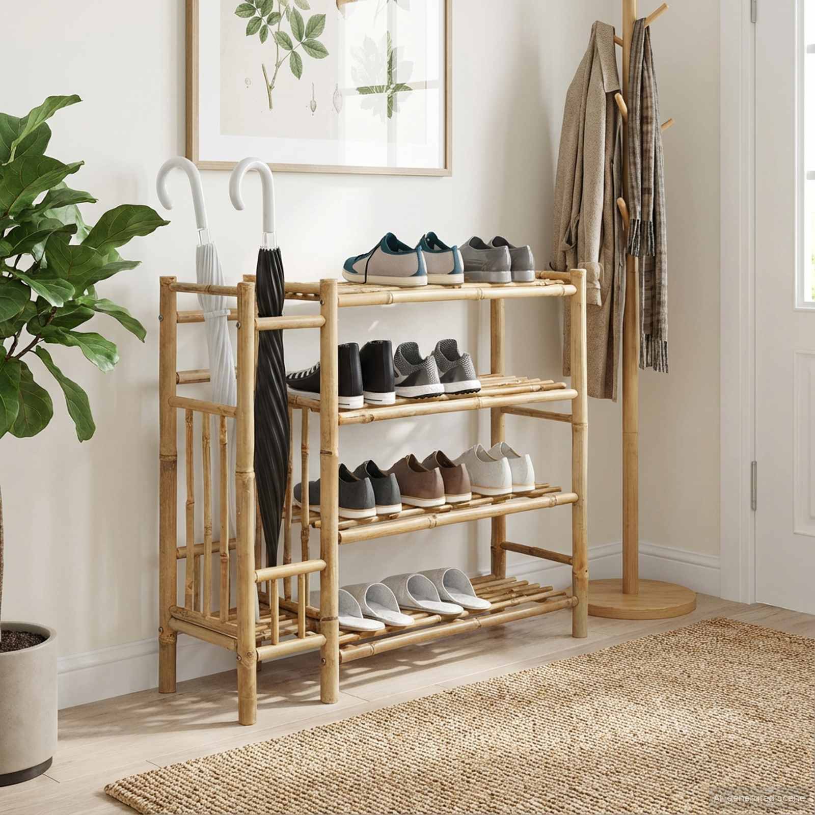 vidaXL Stojak na buty z półką Naturalny 88 x 27 x 80 cm Bambus