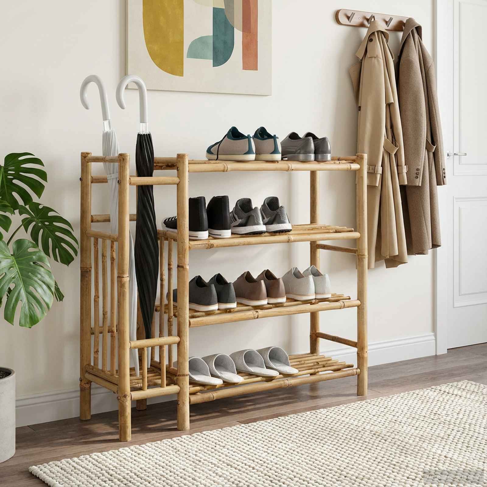 vidaXL Stojak na buty z półką Naturalny 88 x 27 x 80 cm Bambus